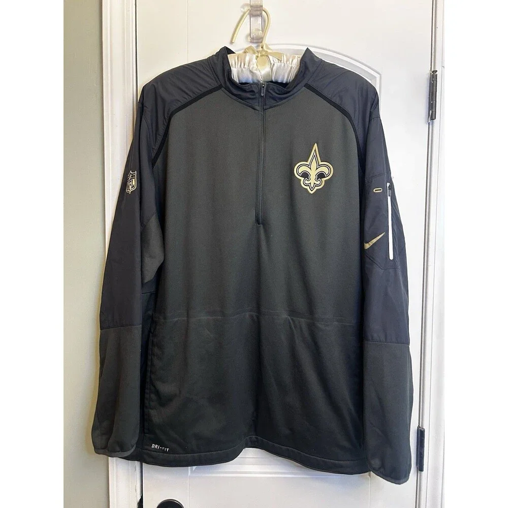 Nike New Orleans Saints NFL Dri-FIT On Field 1/4 Zip Pullover Jacket Mens 2XL XL